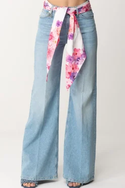 Gaëlle Paris Jeans a Palazzo con Fusciacca FlorealeBLU