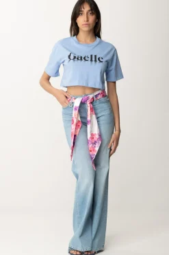 Gaëlle Paris Jeans a Palazzo con Fusciacca FlorealeBLU