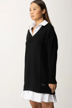 Gaëlle Paris Maxi Maglione con CamiciaNERO BIANCO