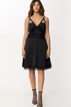 Gaëlle Paris Mini Dress Lingerie con Inserti In PizzoNERO