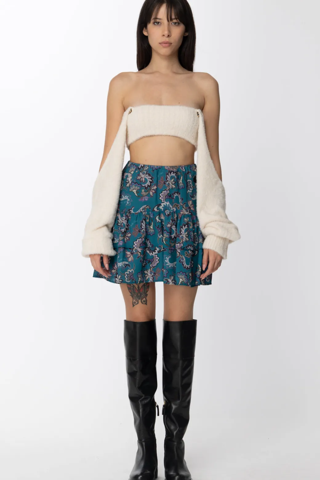 Gaëlle Paris Minigonna a Balze con Stampa a FioriOTTANIO