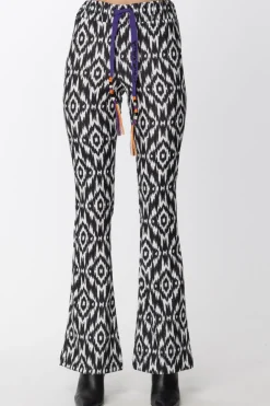 Gaëlle Paris Pantaloni a Zampa con Stampa BicolorOFFWHITE NERO