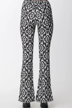 Gaëlle Paris Pantaloni a Zampa con Stampa BicolorOFFWHITE NERO