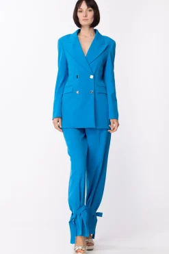 Gaëlle Paris Pantaloni con Nastri Sul FondoBLU COBALTO