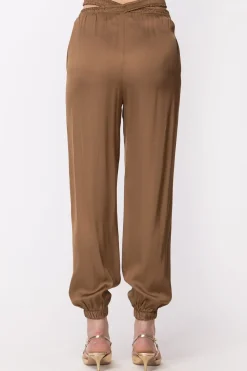 Gaëlle Paris Pantaloni In Raso con Elastico IntrecciatoMARRONE BISCOTTO