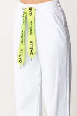 Gaëlle Paris Pantaloni Jogger con Lacci LogatiBIANCO