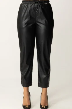 Gaëlle Paris Pantaloni Jogger In Ecopelle con CoulisseNERO