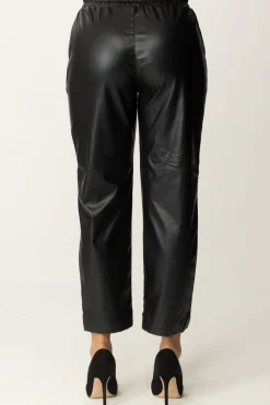 Gaëlle Paris Pantaloni Jogger In Ecopelle con CoulisseNERO