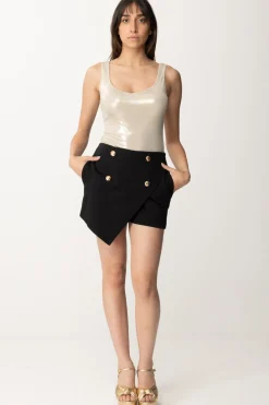 Gaëlle Paris Skort con Bottoni GoldNERO