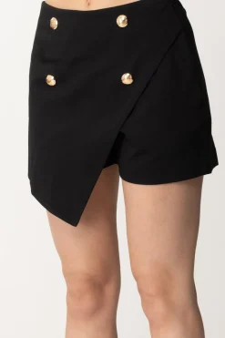 Gaëlle Paris Skort con Bottoni GoldNERO