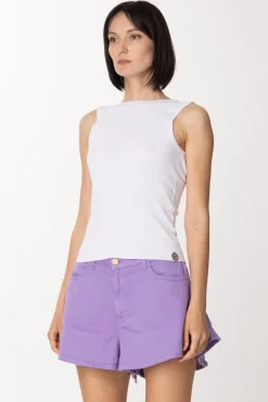 Gaëlle Paris Top a Canotta con Scollo Su Retro e GioielloBIANCO