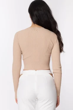 Gaëlle Paris Top a Costine IncrociatoBEIGE SABBIA