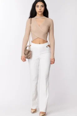 Gaëlle Paris Top a Costine IncrociatoBEIGE SABBIA