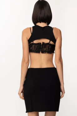 Gaëlle Paris Top con Bralette In PizzoNERO