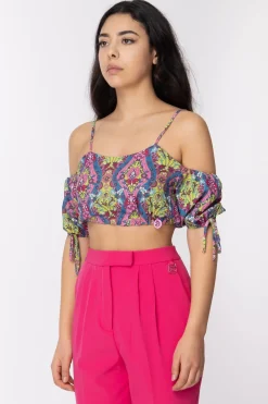 Gaëlle Paris Top con Stampa e Maniche a PalloncinoMULTICOLOR ROSA