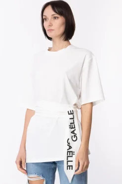 Gaëlle Paris T-shirt con Fusciacca LogataBIANCO