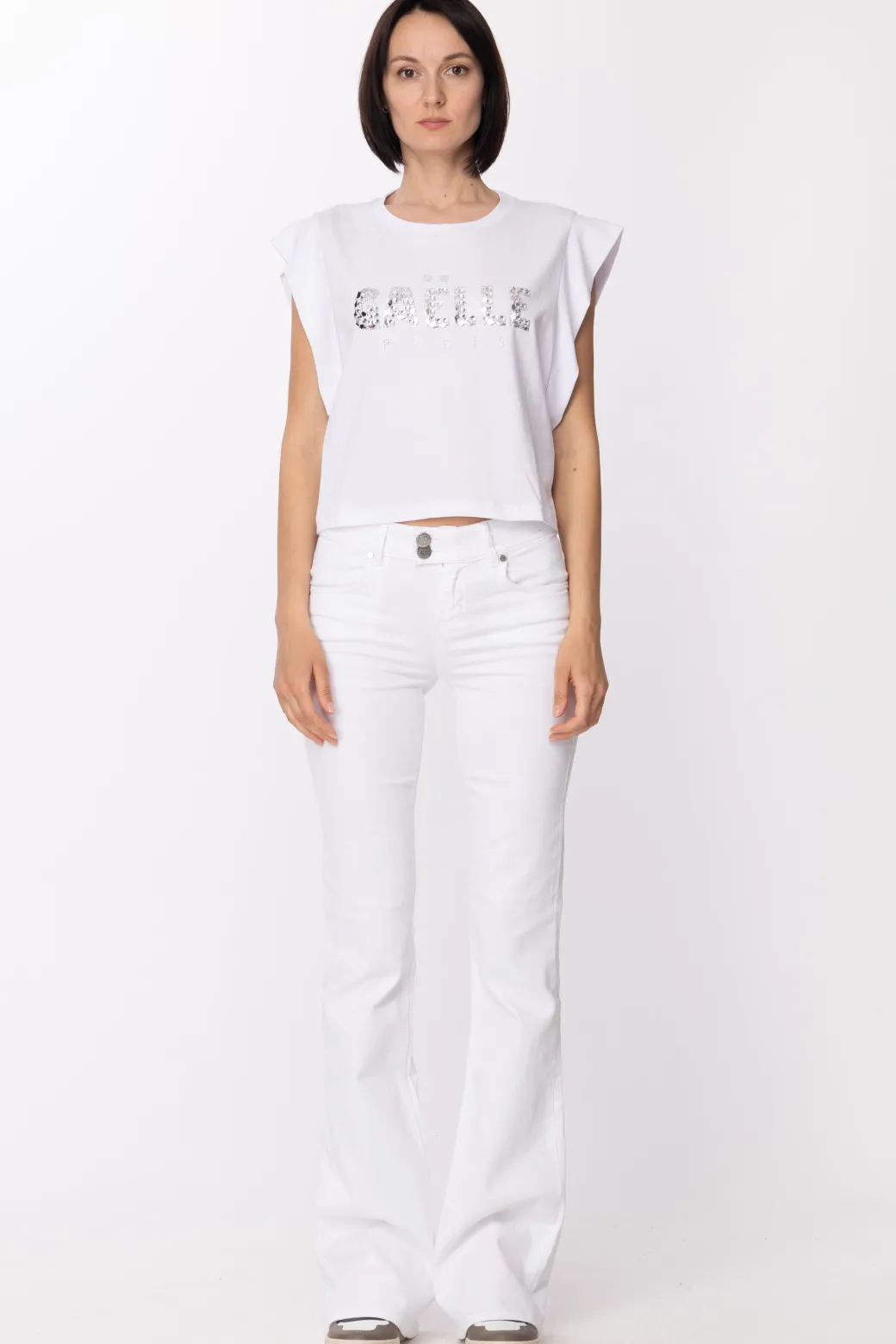 Gaëlle Paris T-shirt con Logo In StrassBIANCO