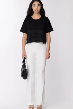 Gaëlle Paris T-shirt con Strass e LogoNERO