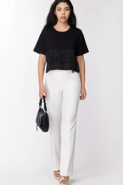 Gaëlle Paris T-shirt con Strass e LogoNERO