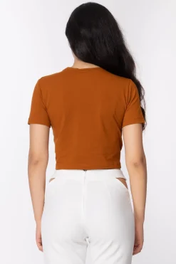 Gaëlle Paris T-shirt Cropped con Stampa LogoMARRONE BRUCIATO