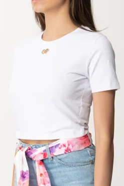 Gaëlle Paris T-shirt Cropped con Mini LogoBIANCO