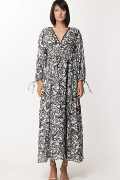 Gina Abito Lungo con Doppia ArricciaturaBIANCO-NERO