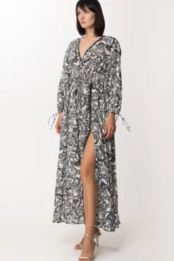 Gina Abito Lungo con Doppia ArricciaturaBIANCO-NERO