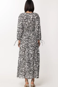 Gina Abito Lungo con Doppia ArricciaturaBIANCO-NERO