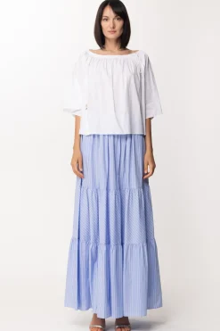 Gina Gonna a Balze Lunga con MicrorigheCIELO/BIANCO