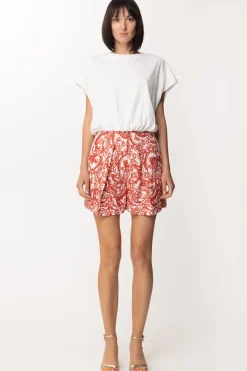 Gina T-shirt Crop con Punto Vita ArricciatoBIANCO