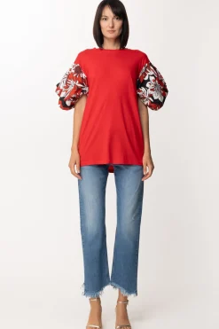 Gina T-shirt Lunga con Maniche FantasiaROSSO