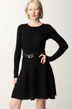 Guess Abito In Maglia a Costine con CinturaJET BLACK A996