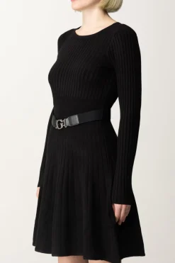 Guess Abito In Maglia a Costine con CinturaJET BLACK A996