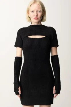 Guess Abito In Maglia con Cut-out e ManicottiJET BLACK A996