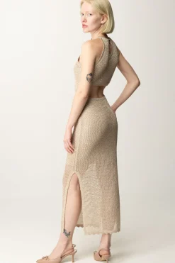 Guess Abito Midi In MagliaFOAMY TAUPE MULTI