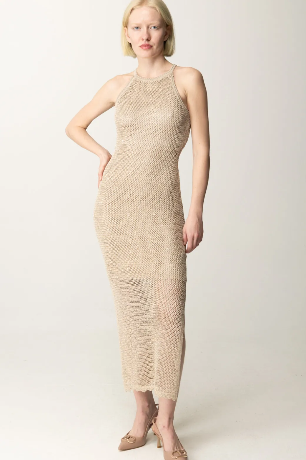 Guess Abito Midi In MagliaFOAMY TAUPE MULTI