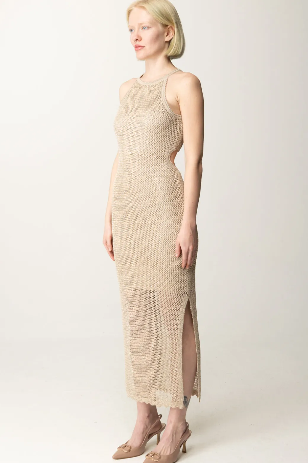 Guess Abito Midi In MagliaFOAMY TAUPE MULTI