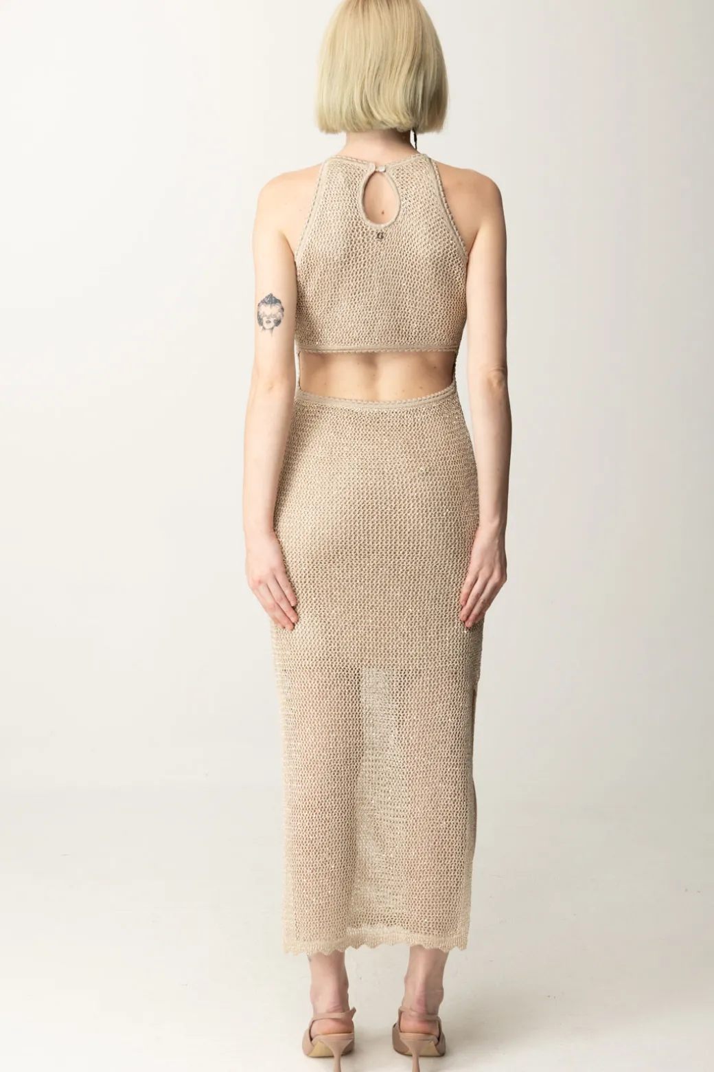 Guess Abito Midi In MagliaFOAMY TAUPE MULTI