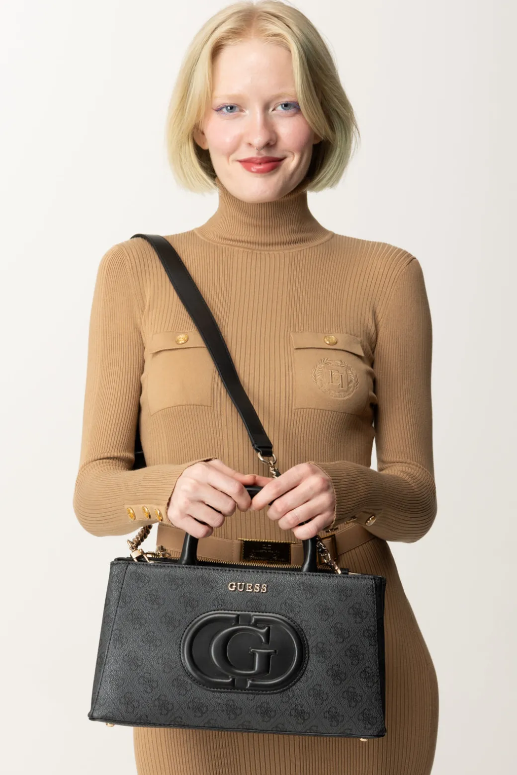 Guess Borsa a Mano Eco Mietta SocietyCOAL LOGO/BLACK