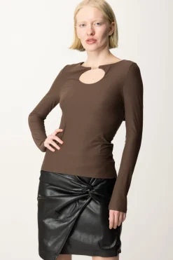 Guess Maglia Amira con Accessorio LogoDARK COFFEE