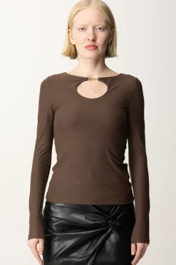 Guess Maglia Amira con Accessorio LogoDARK COFFEE
