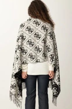 Guess Sciarpa con Stampa Logo e Frange DecorativeBLACK LOGO