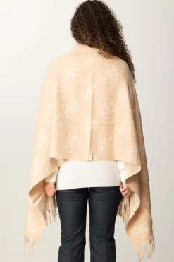 Guess Sciarpa con Stampa Logo e Frange DecorativeLATTE LOGO