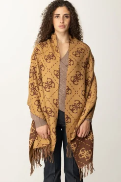 Guess Sciarpa con Stampa Logo e Frange DecorativeBROWN/OCHRE