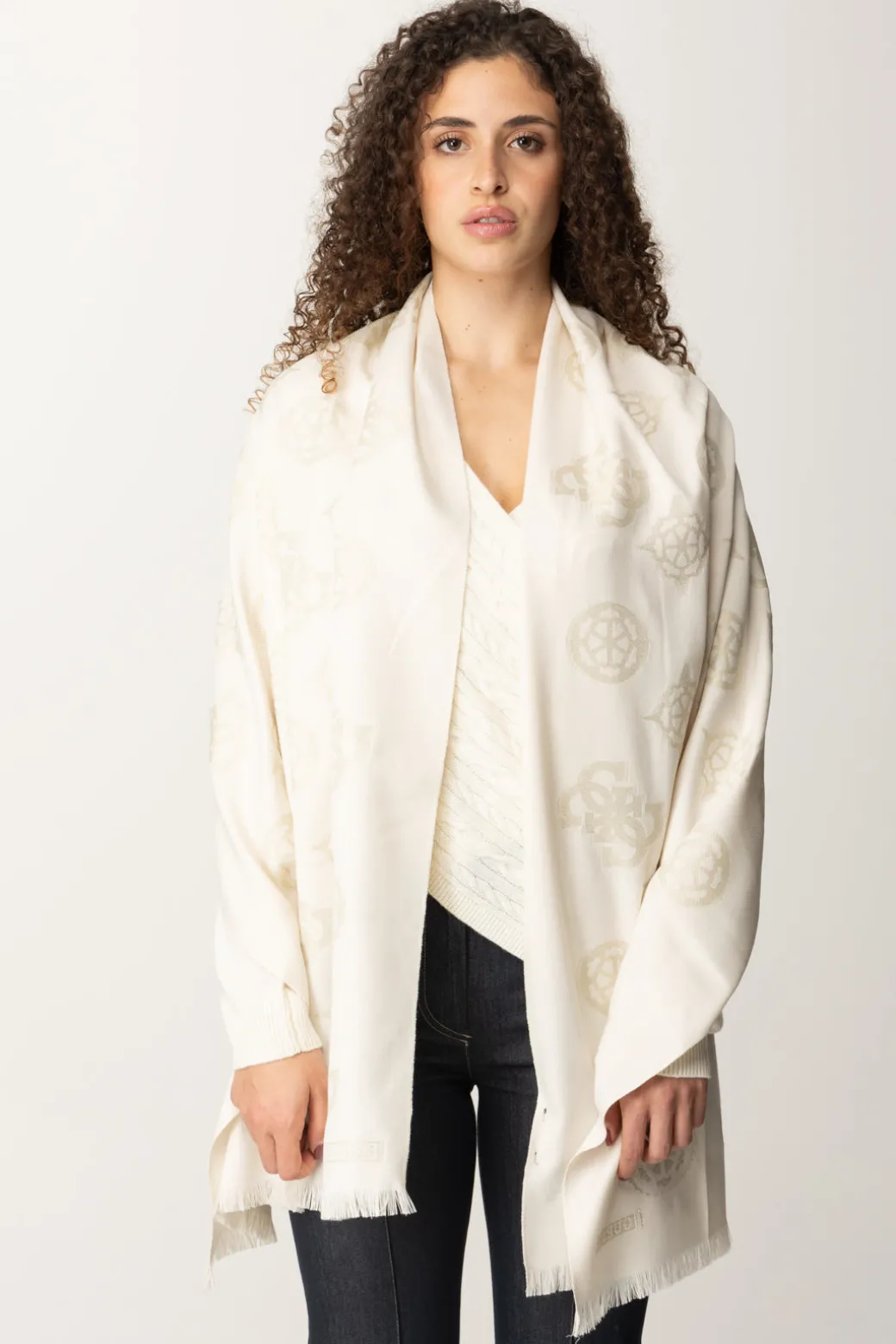 Guess Sciarpa Grande Stampa LogoIVORY