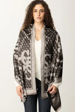 Guess Sciarpa Stampa Logo con Orli SfrangiatiBLACK