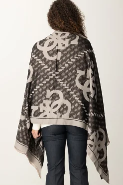 Guess Sciarpa Stampa Logo con Orli SfrangiatiBLACK