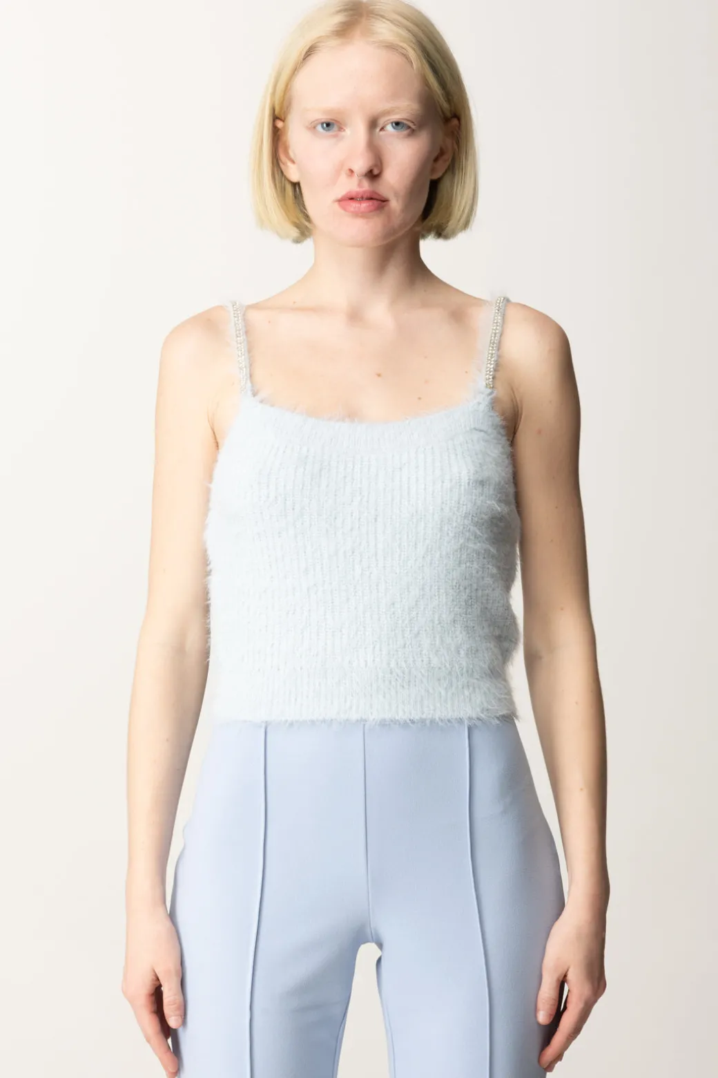 Guess Top Crop Keyla con Bretelle StrassSKY HIGH