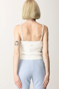 Guess Top Crop Keyla con Bretelle StrassCREAM WHITE