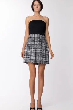 Imperial Abito a Fascia con Gonna TartanNERO/GRIGIO